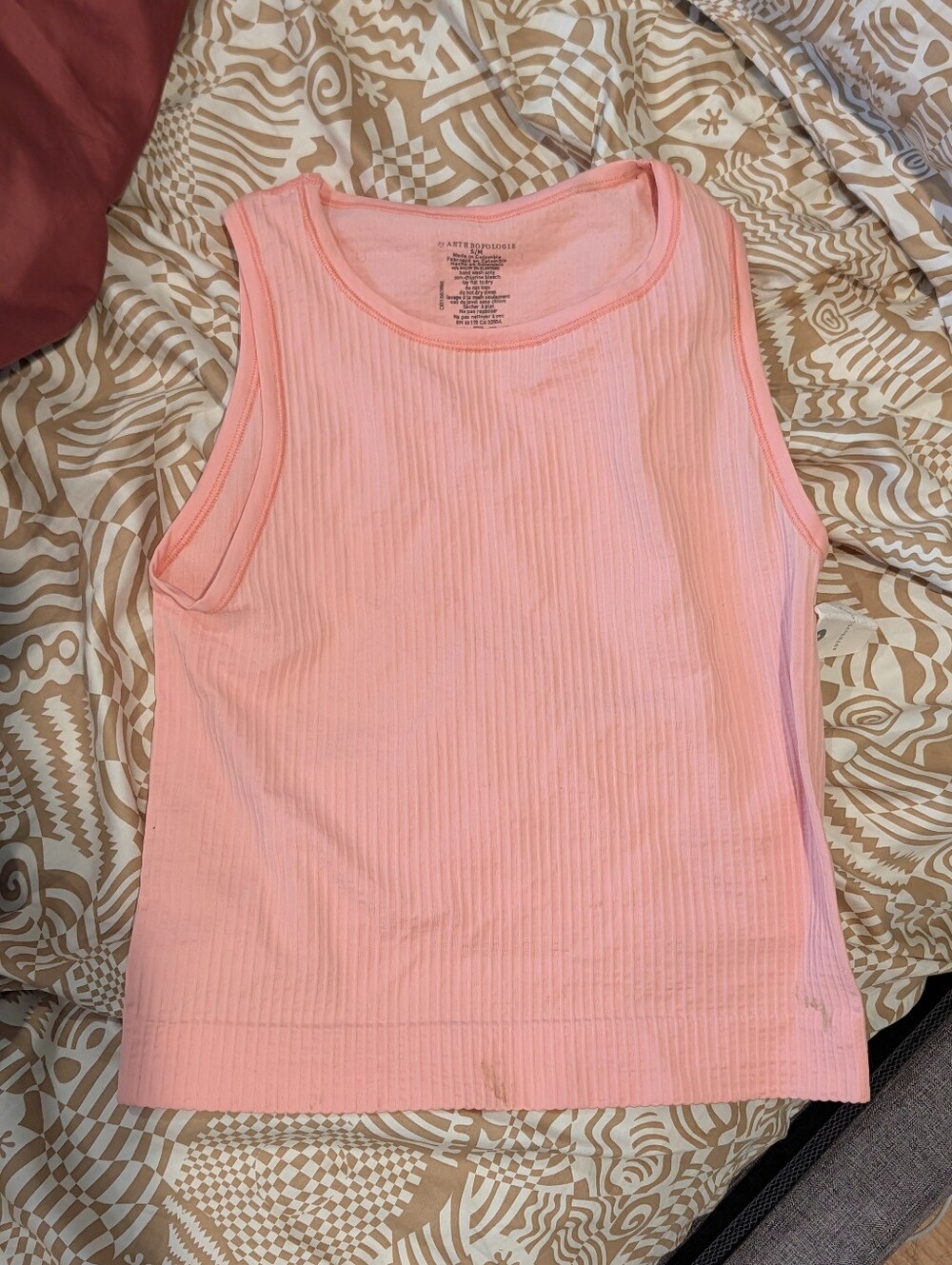 Anthropologie Pink Ribbed Tank Top